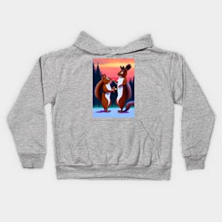 2 SQUIRRELS TANGOING AT SUNSET Kids Hoodie